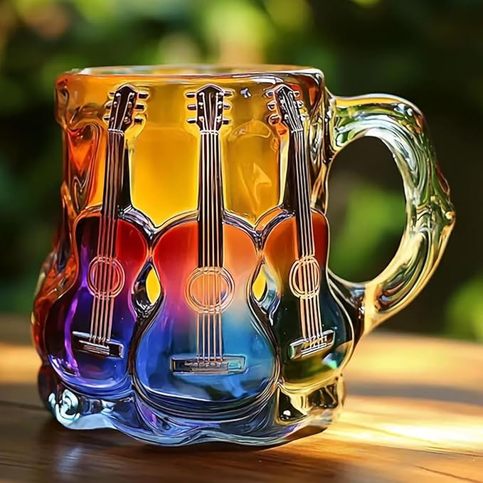 Mug artisanal orné d'une guitare en 3D